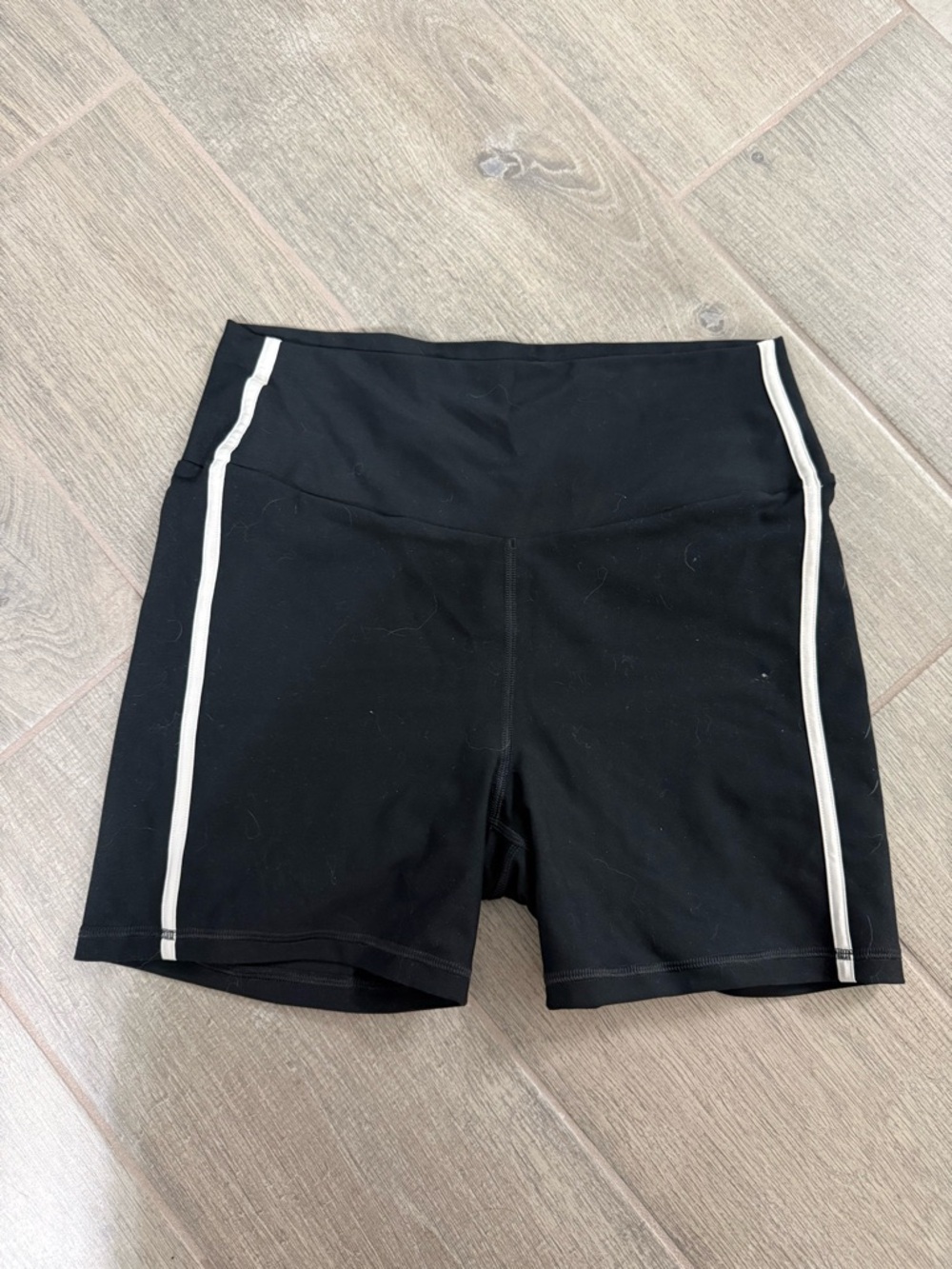 Abercrombie & Fitch Black Athletic Shorts with White Side Stripes